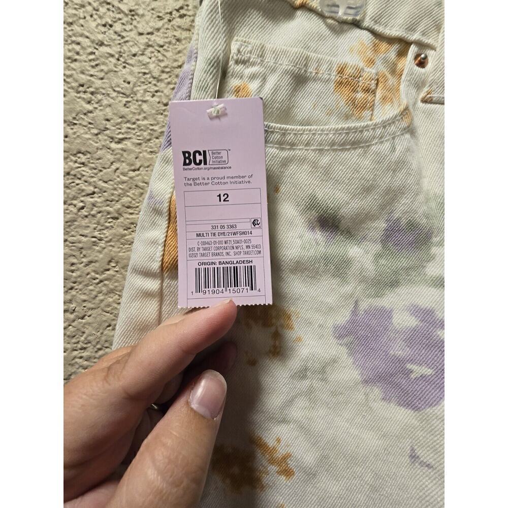 Wild Fable Tie Dye Shorts Size 12/31 Highest Rise Button Fly Raw Hem Fringe NWT - Picture 3 of 6